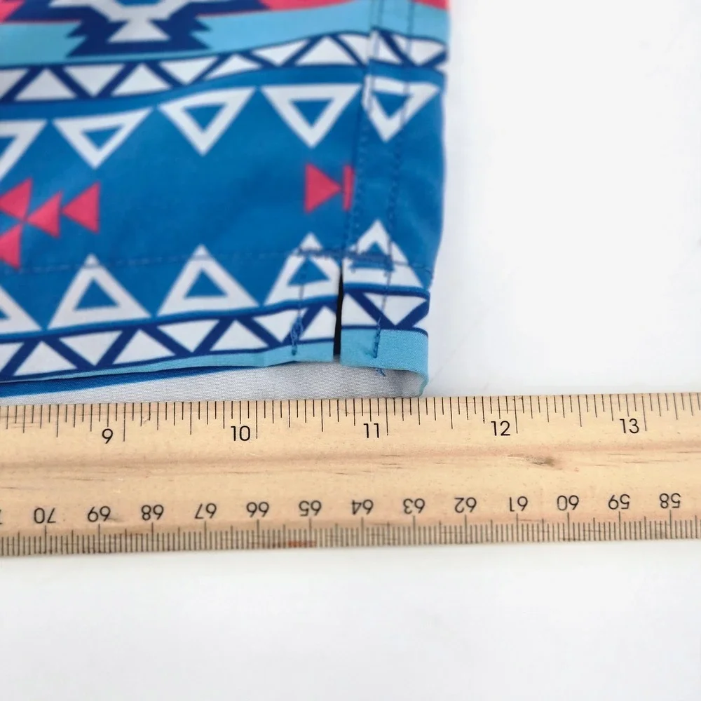 Chubbies Swim Trunks Geometric Aztec Southwest Blue Board Shorts Small 5.5